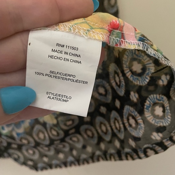 Fig and Flower Paisley Chiffom Pleated Top Small‎ Petite EUC Floral Boho Sheer - Picture 6 of 8